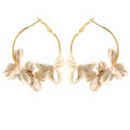Aussie White Flower Hoop Earrings