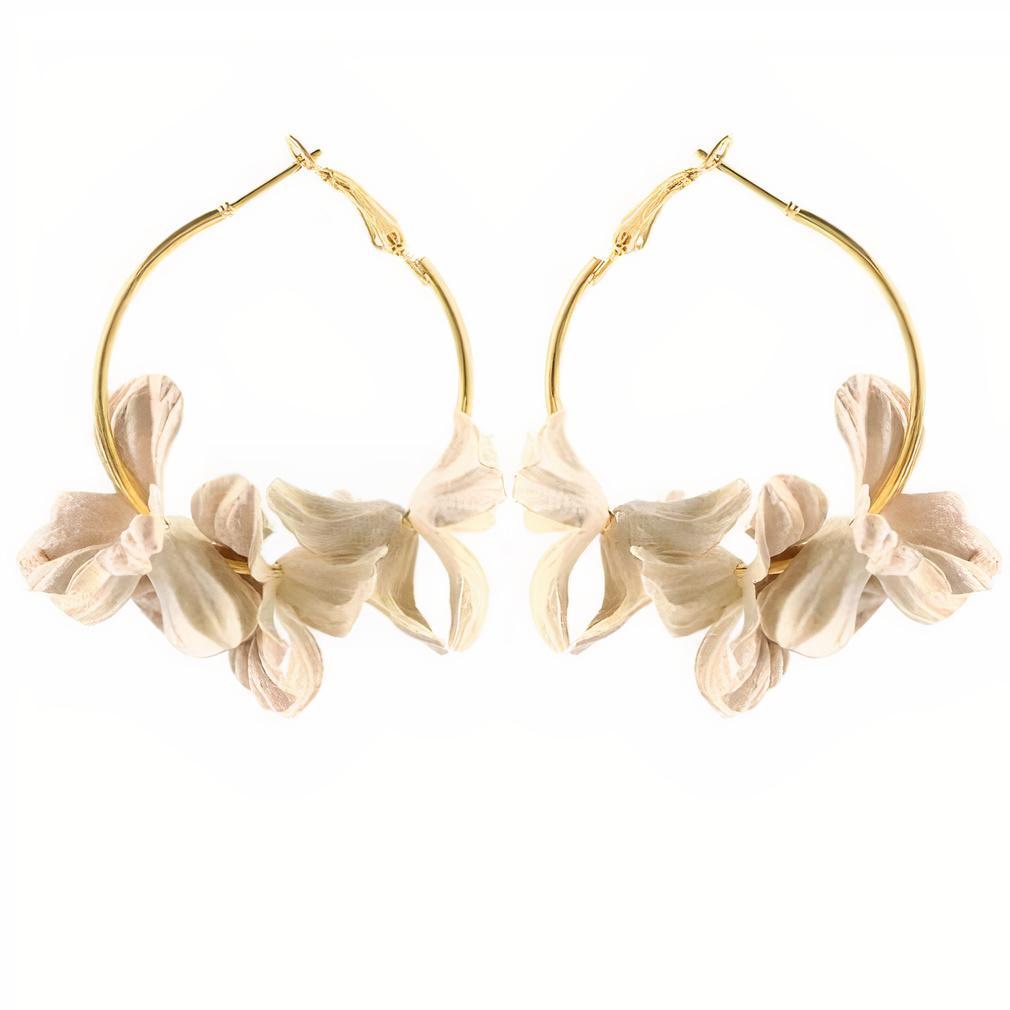 Aussie White Flower Hoop Earrings