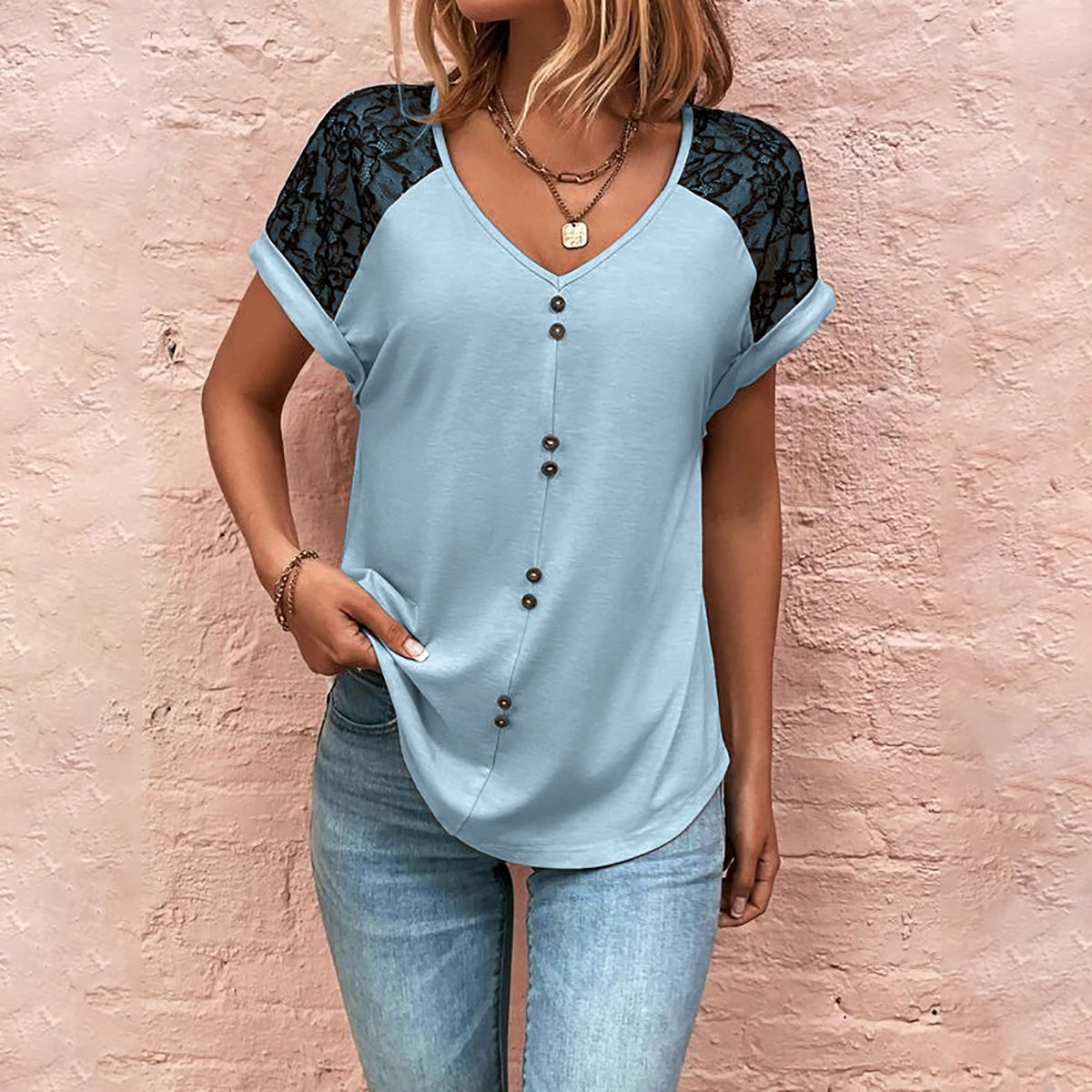 Women's Lace V-Neck Top