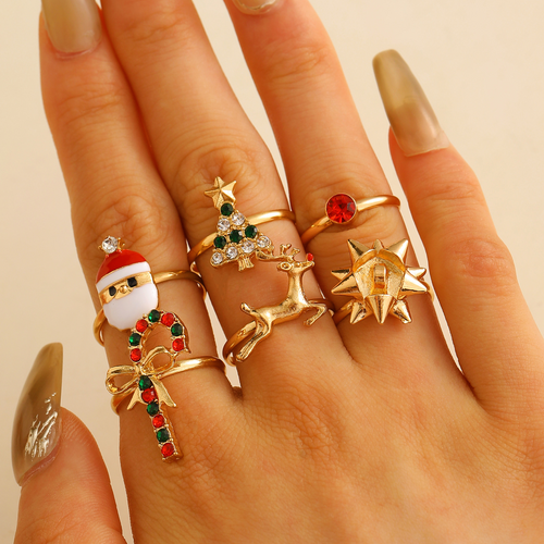 Adjustable Christmas Rings, Set of 6