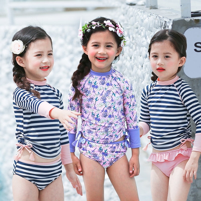Kids' Long Sleeve Floral Swimsuit Set