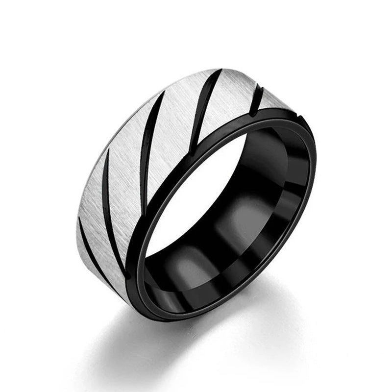 Unisex Double-Bevel Metal Ring
