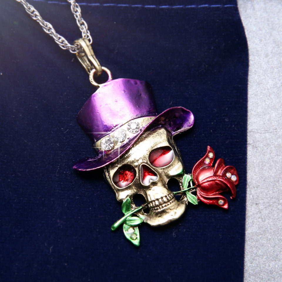 Rhinestone Skull Punk Pendant