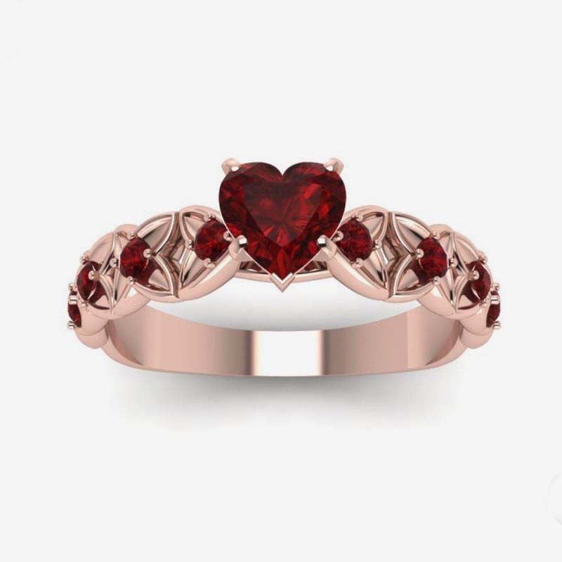 Red Rhinestone Heart Ring