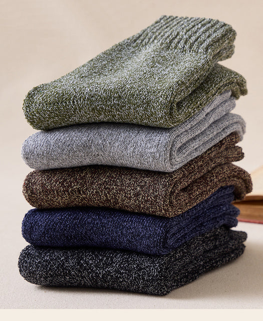 Men's Thick Striped Winter Socks – 5 Pairs
