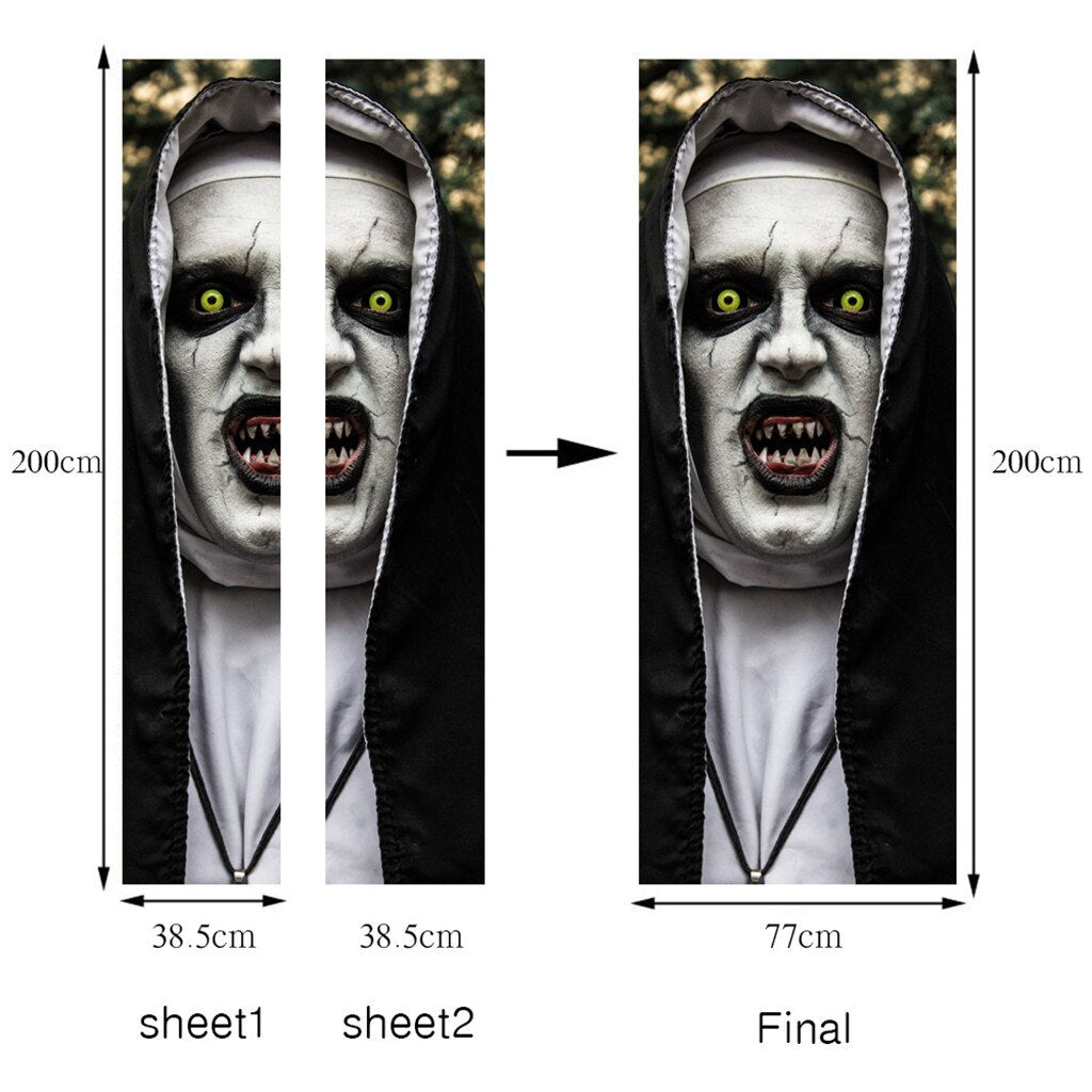 Halloween Nun Door Stickers