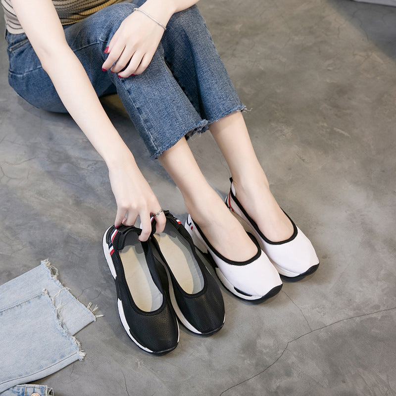 Damen-Ballerinas aus echtem Leder – runde Zehen, Slip-On-Schuhe