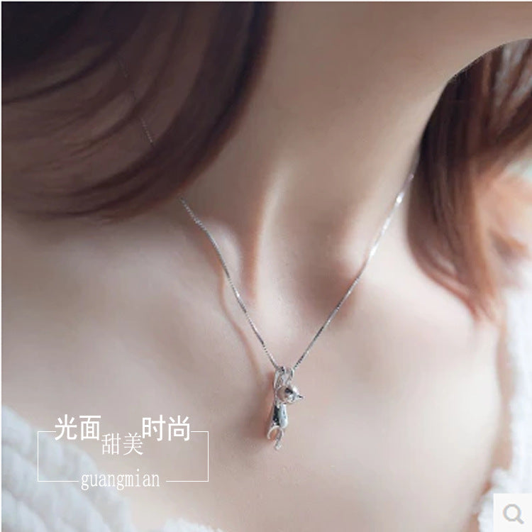 Sterling Silver Cat Pendant Necklace
