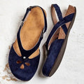 Damen Sandalen mit römischer Schnalle | Flach | Blau, Grün, Grau & Gelb
