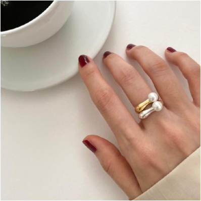 Geometric Inlay Ring, Gold or Silver Tone