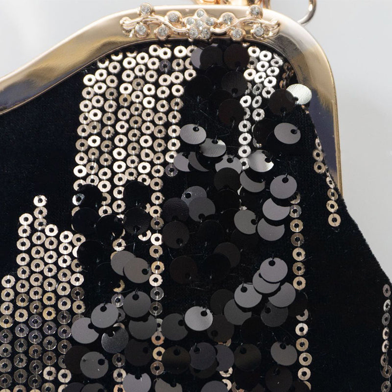 Women's Velvet Sequin Clutch Evening Bag – Luxury Beaded Handbag for Weddings & Occasions