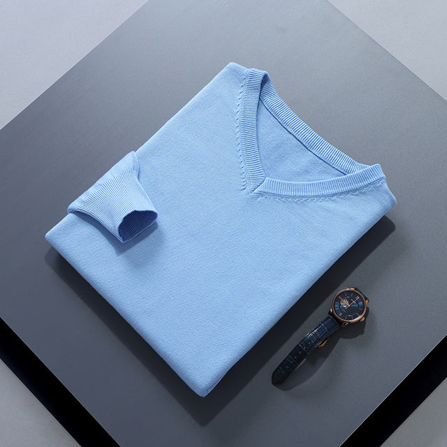 Men's Cashmere-Blend V-Neck Sweater