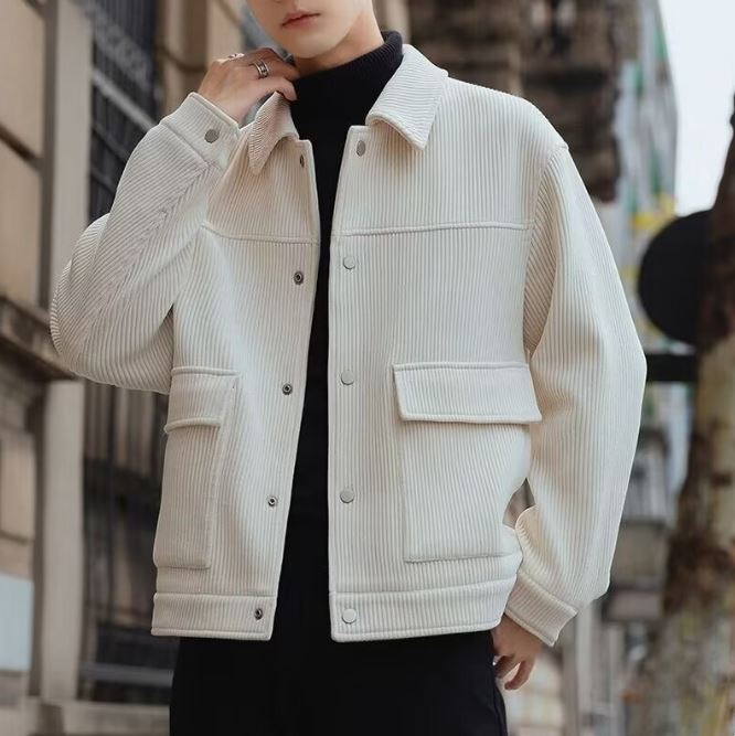 Herren gestreiftes Freizeithemd mit Revers | Kurzgeschnittenes Smart-Casual-Oberteil