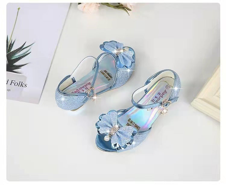 Girls’ Glitter Bow Heeled Sandals