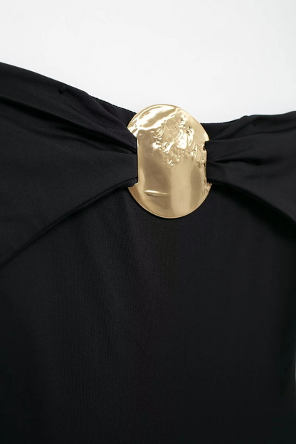 Women's Swimsuit with Gold Metal Accent