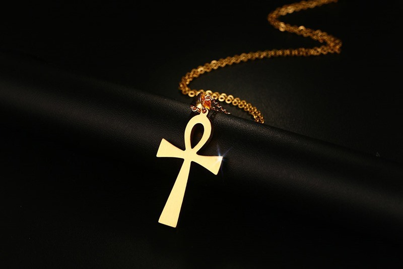 Gold and Steel Cross Pendant Necklace