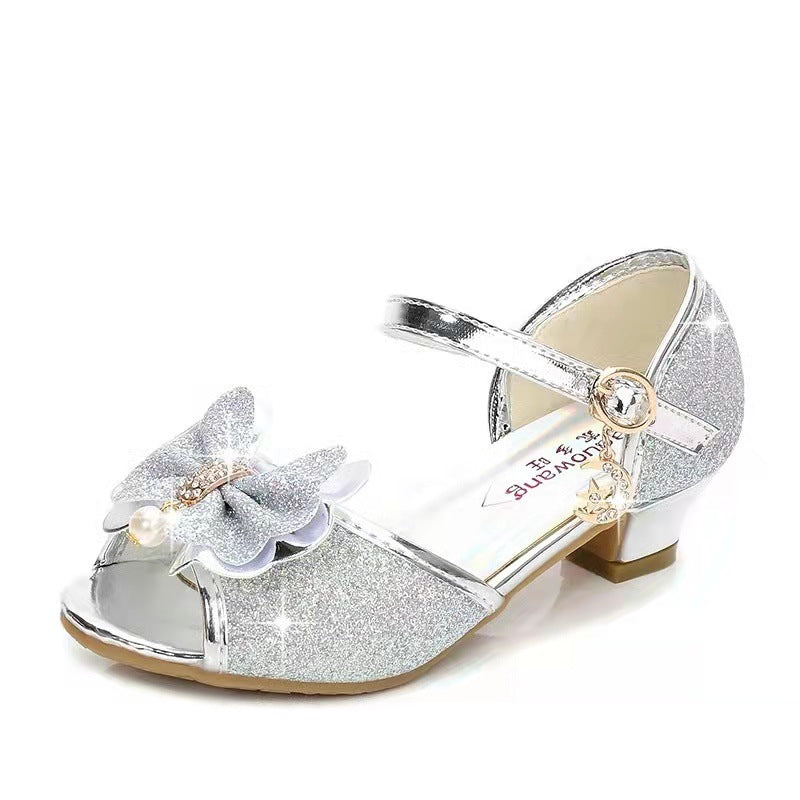 Girls’ Glitter Bow Heeled Sandals