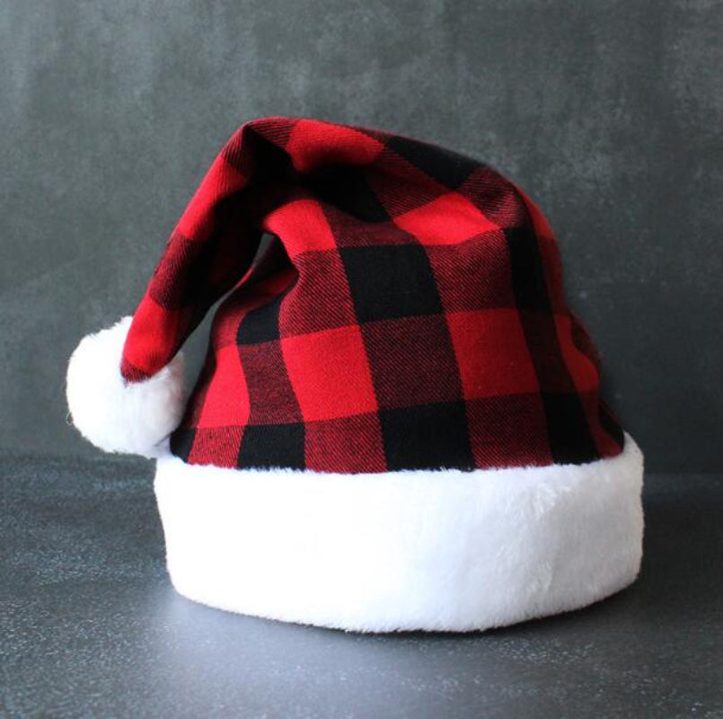 Festive Red Black White Checkered Christmas Party Hat