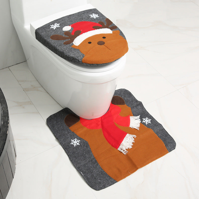 Christmas Bathroom Set – Shower Curtain, Toilet Cover & Bath Mat