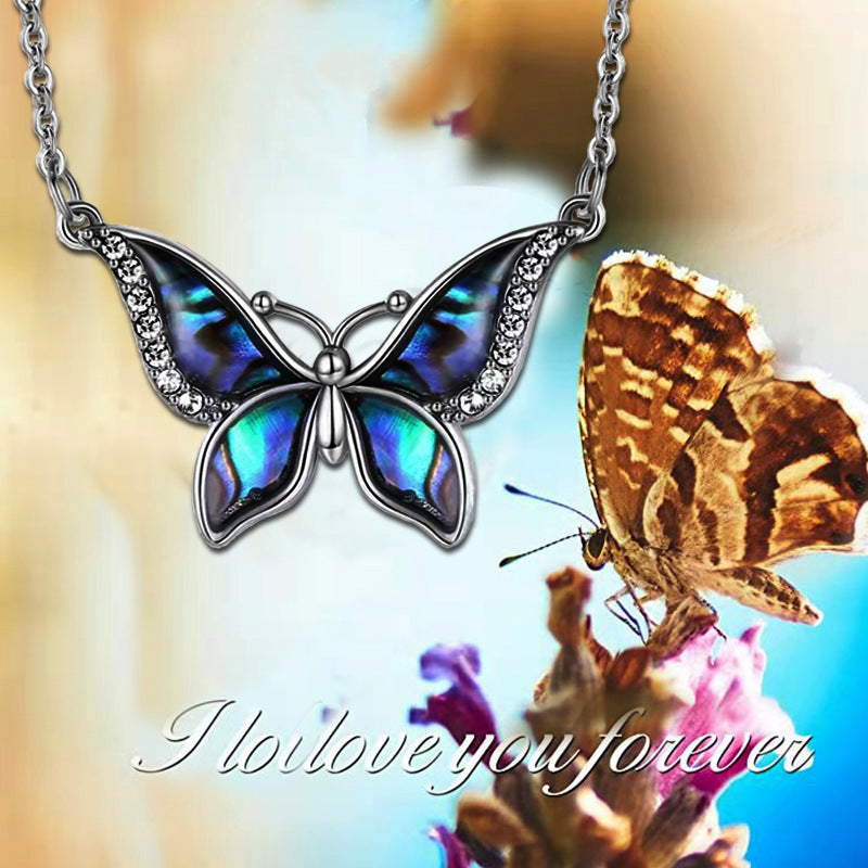 Blue Butterfly Pendant Necklace