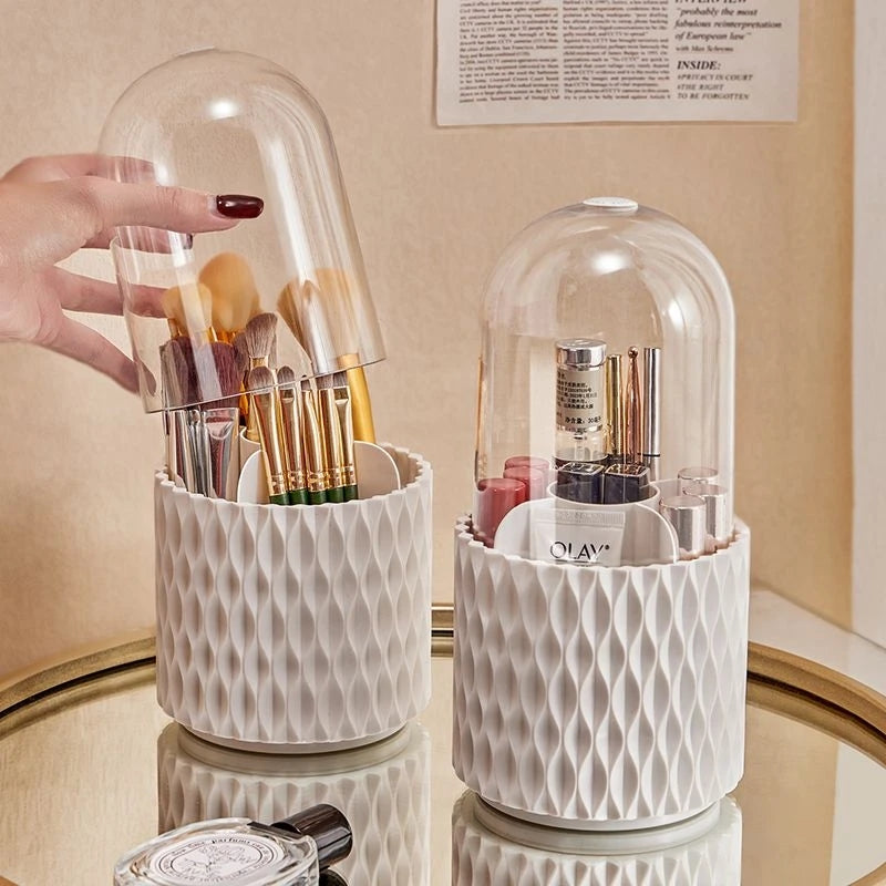 Dustproof Rotary Brush Cylinder – Makeup Brush Holder & Cosmetics Storage Box