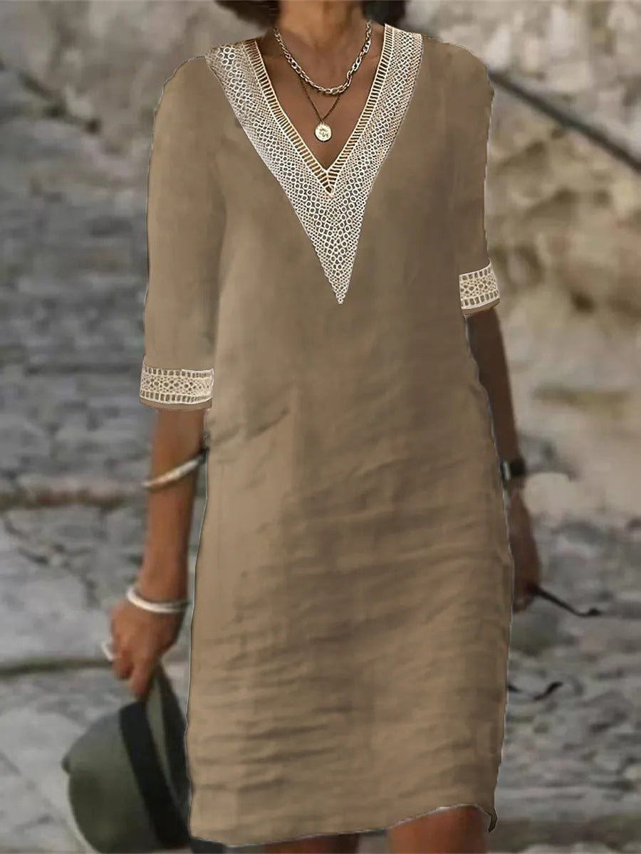 Women’s V-Neck Loose-Fit Dress