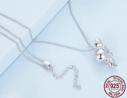 Sterling Silver Astronaut Heart Necklace