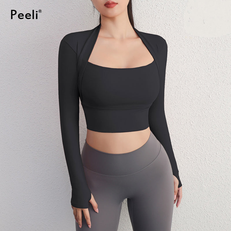 Falsches zweiteiliges Yoga-Top – Sportbekleidung für Damen