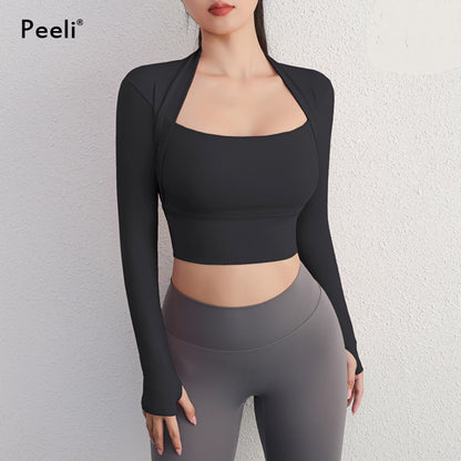 Faux Two-Piece Yoga Top – Women's Fitness Activewear