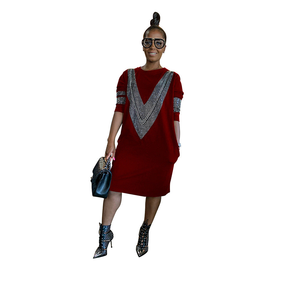 Women’s V-Neck Loose-Fit Dress