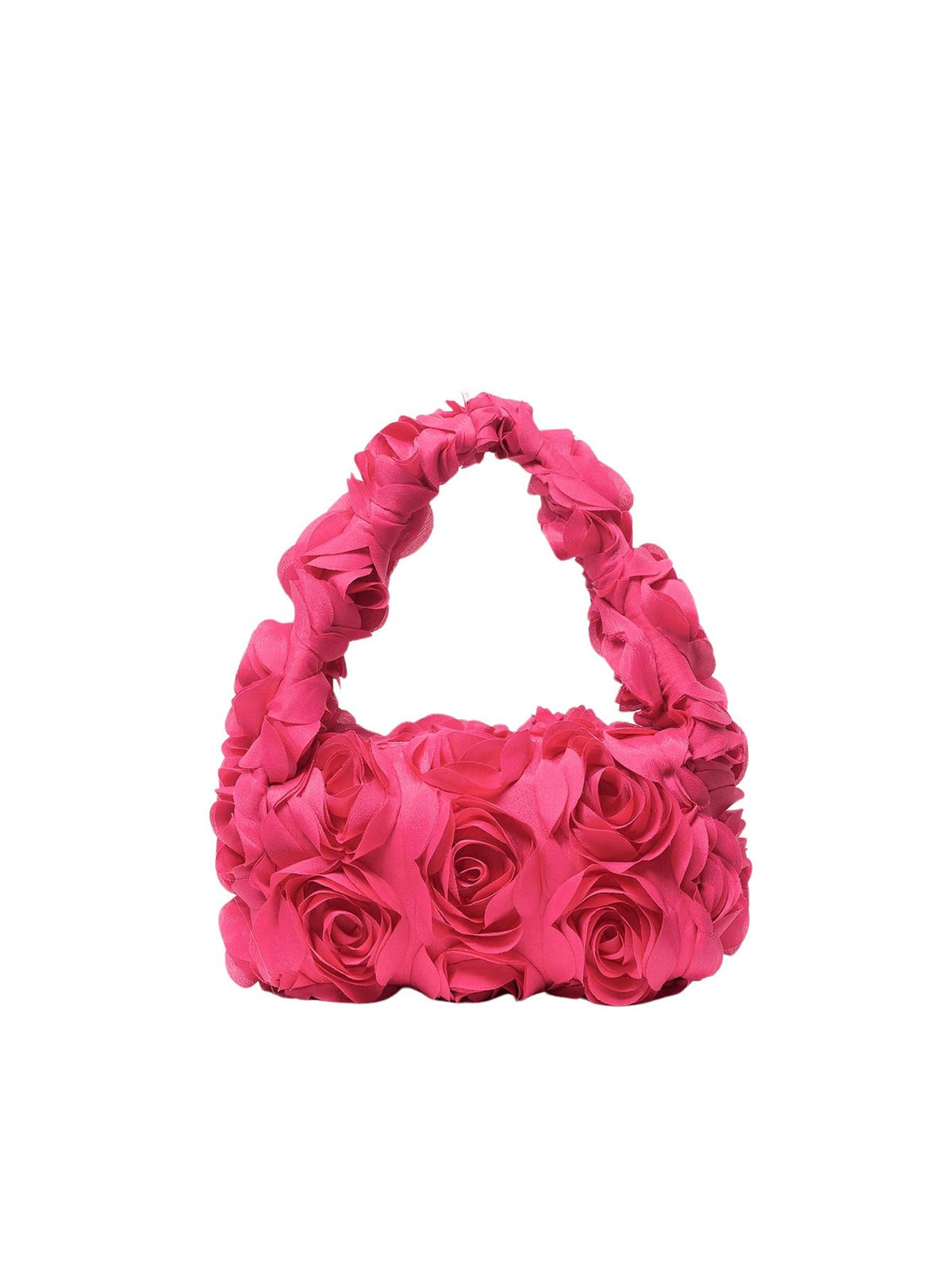 Verdusa 3D Rose Flower Clutch Handbag – Women's Evening Purse with Top Handle in Hot Pink