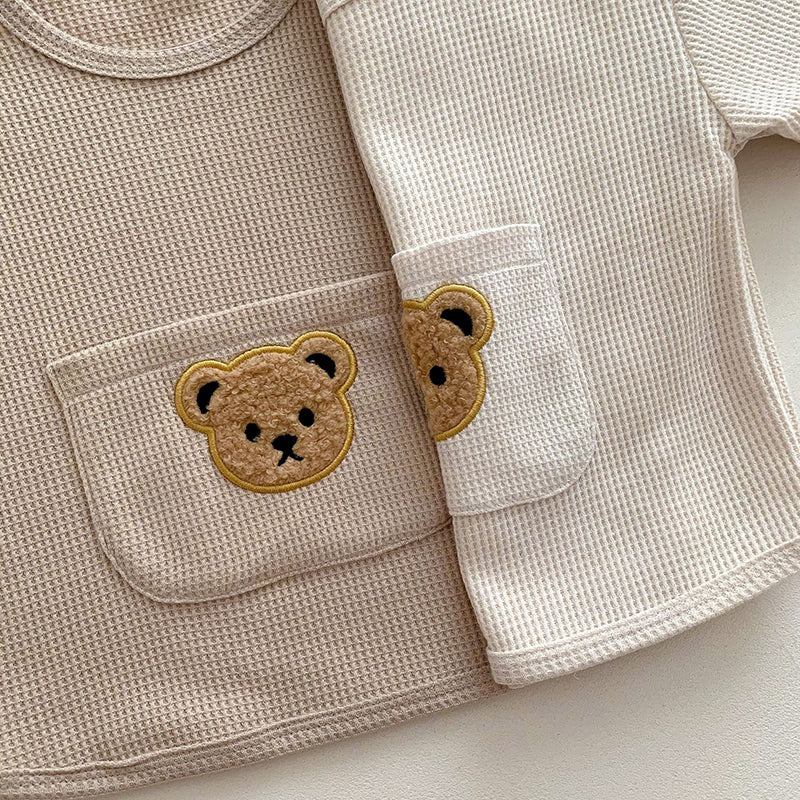 Baby Girls Waffle Bear Tee & Shorts Set