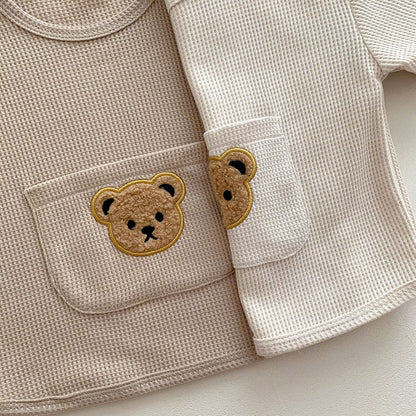 Baby Girls Waffle Bear Tee & Shorts Set