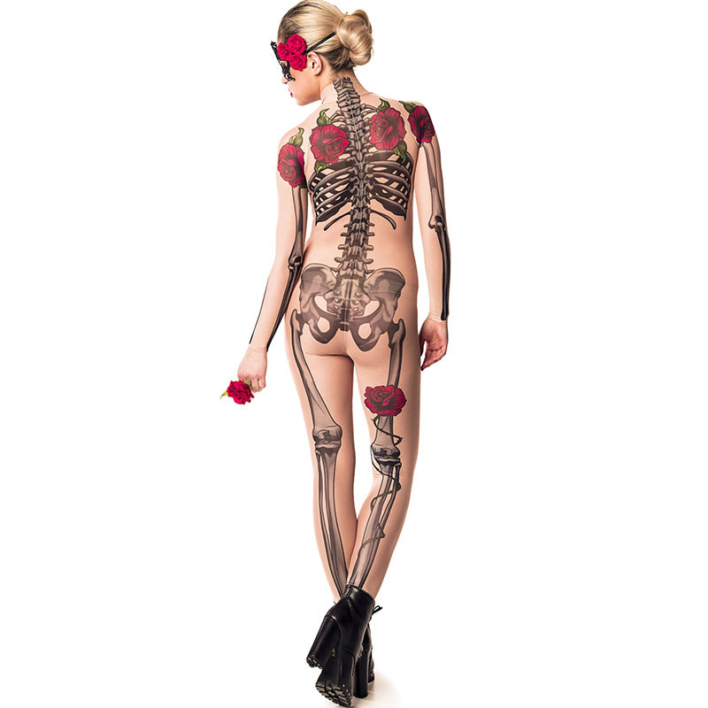 Skeleton Rose Halloween Costume Jumpsuit