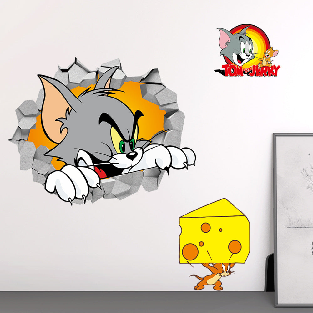 3D Katzen- und Maus-Wandsticker für Kinderzimmerdekoration