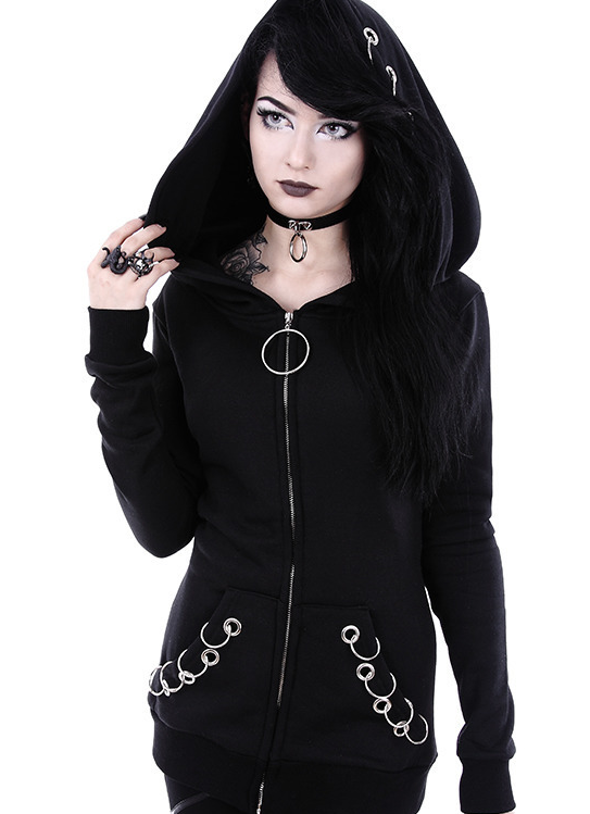 Long-Sleeve Ring-Detail Hoodie