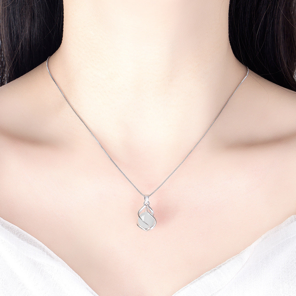White Cat's Eye Stone Pendant