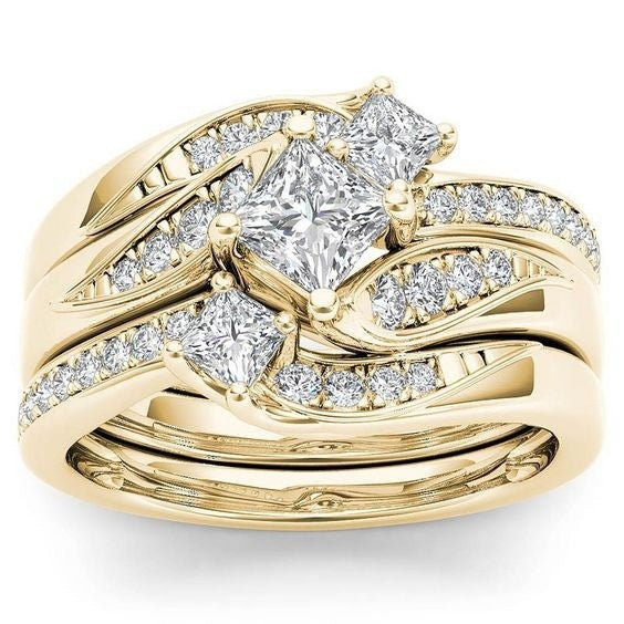 Bague en or 18 carats et or rose avec zircon et diamants pour femme