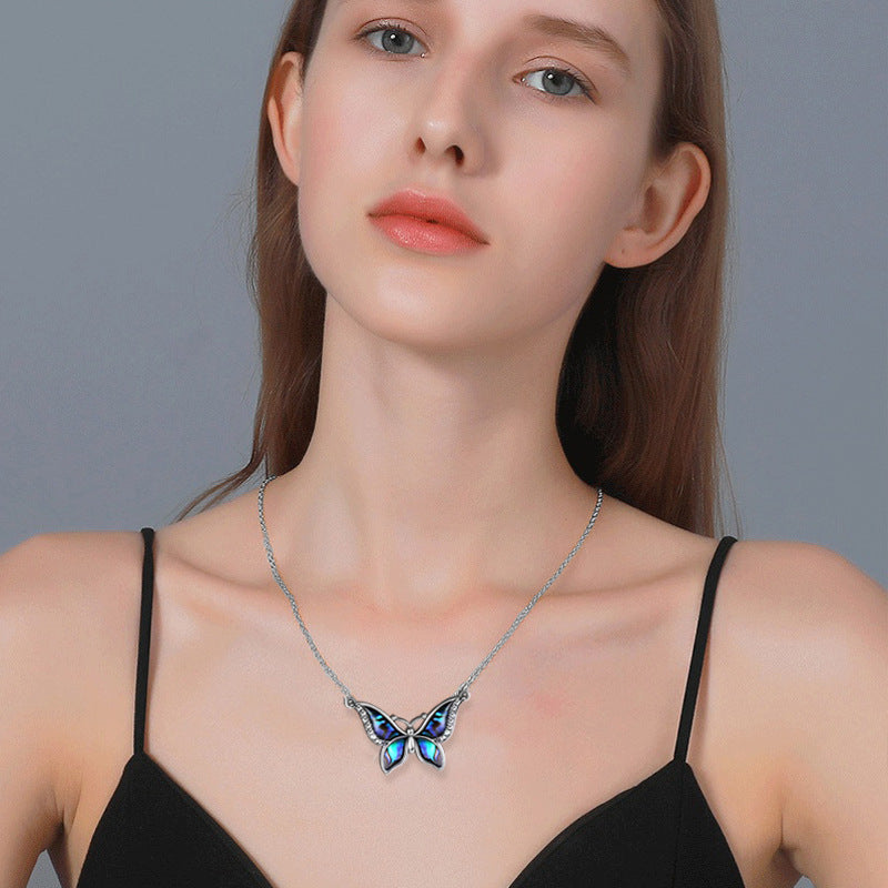 Blue Butterfly Pendant Necklace