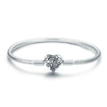 Sterling Silver Heart Charm Snake Chain Bracelet