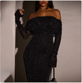 Paillettenbesetztes schulterfreies Kleid für Damen