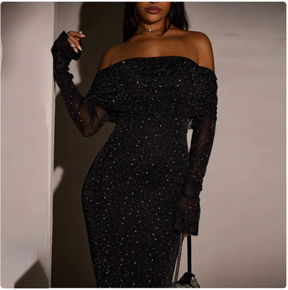 Women's Sequined Off-Shoulder Dress