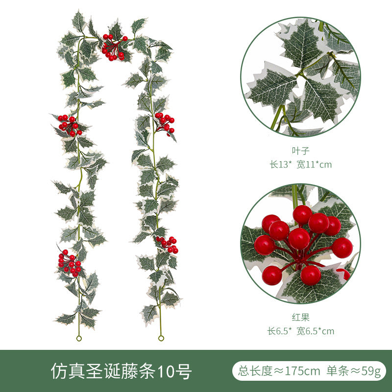 Christmas Berry Vine Garland – Artificial Red Berry Wall Decor
