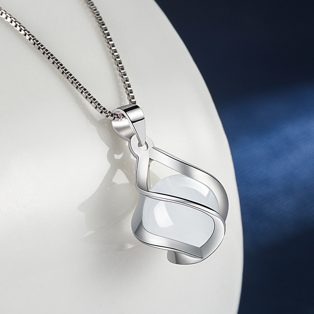 White Cat's Eye Stone Pendant