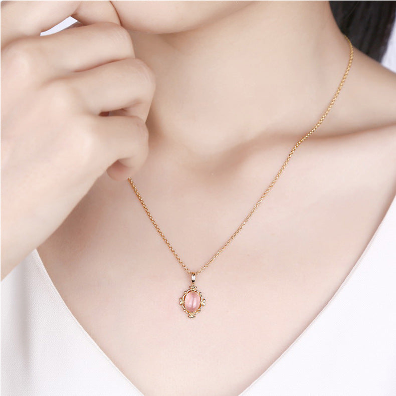 Pink Crystal Floral Pendant