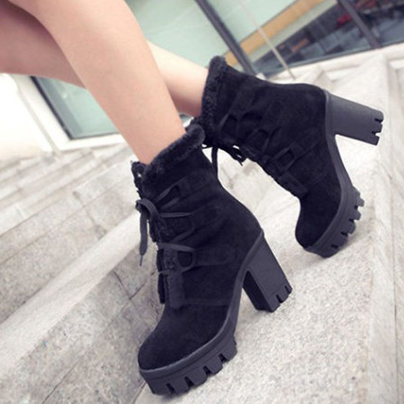 Women's Plush-Lined Chunky Mid-Calf Boots