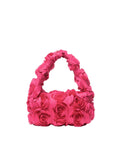 Verdusa 3D Rose Flower Clutch Handbag – Women's Evening Purse with Top Handle in Hot Pink