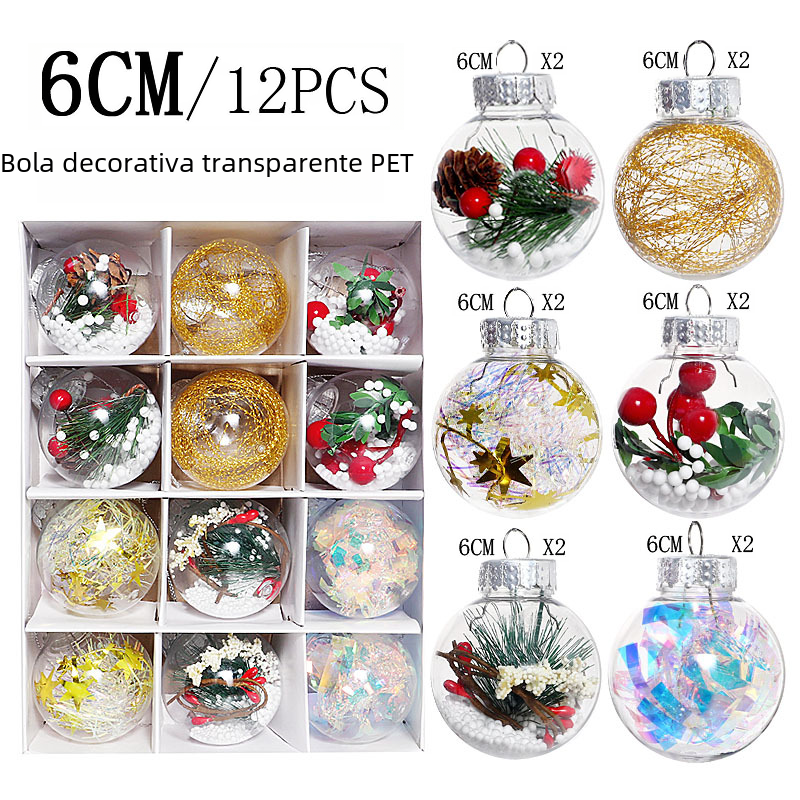 Clear Christmas Bauble Set – 12 x 6cm Tree Ornaments