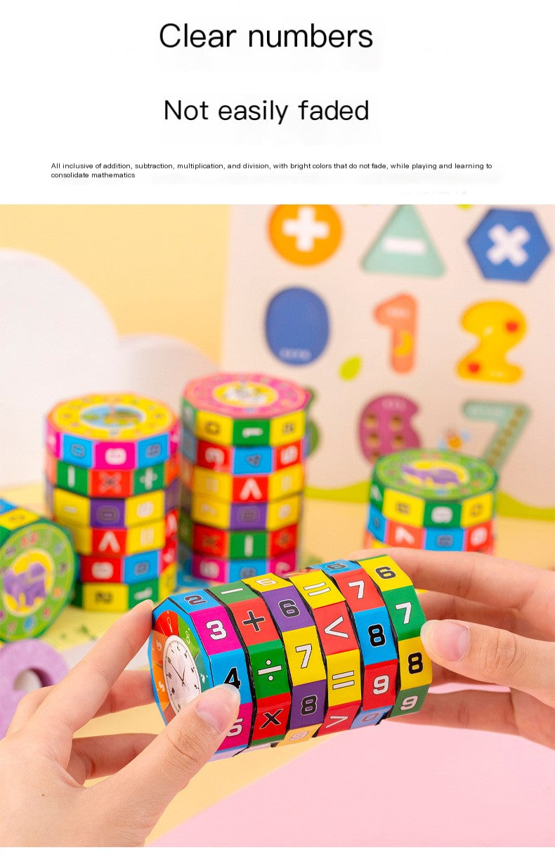 Zylindrischer sechsseitiger Mathematikwürfel für Kinder-Lernspielzeug