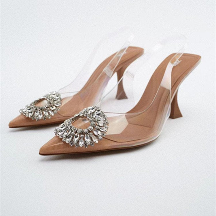Transparent Rhinestone High Heels for Women